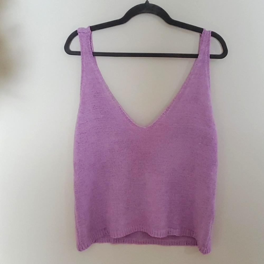 SNDYS Lavender Celeste Knit Halter Top Oversized Size Small-Large